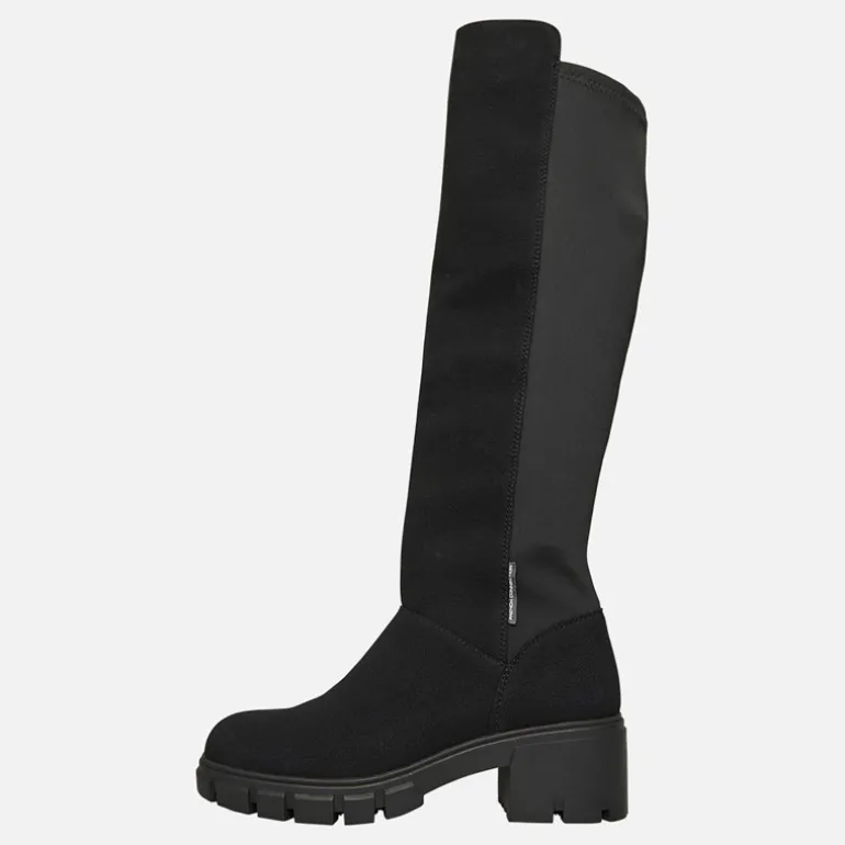 Dame Støvler med Tyk Hæl til Knæet Sorte