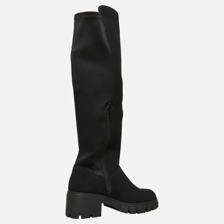 Dame Støvler med Tyk Hæl til Knæet Sorte