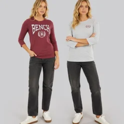 Dame To Pak 3/4 Ærme T-shirts Cordovan Grå Melering