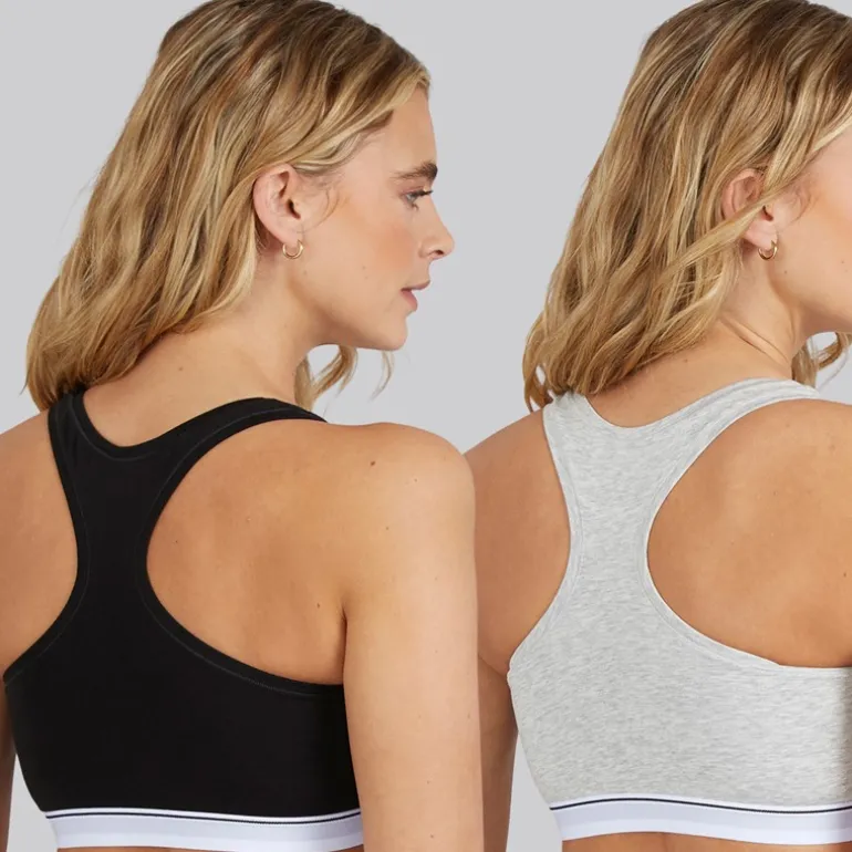 Dame to pak racer sportsundertøj Light Grey Marl/Sort