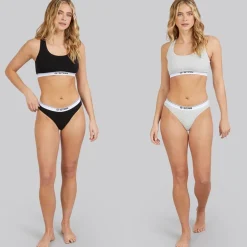 Dame to pak racer sportsundertøj Light Grey Marl/Sort