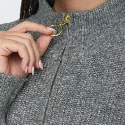 Dame Tokyo Kjole med Lynlås Mørkegråmeleret