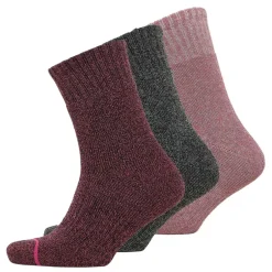 Damessokker 3-pak Termisk Crew Rapture Rose/​Mellemgrå/​Sort Lys Pink