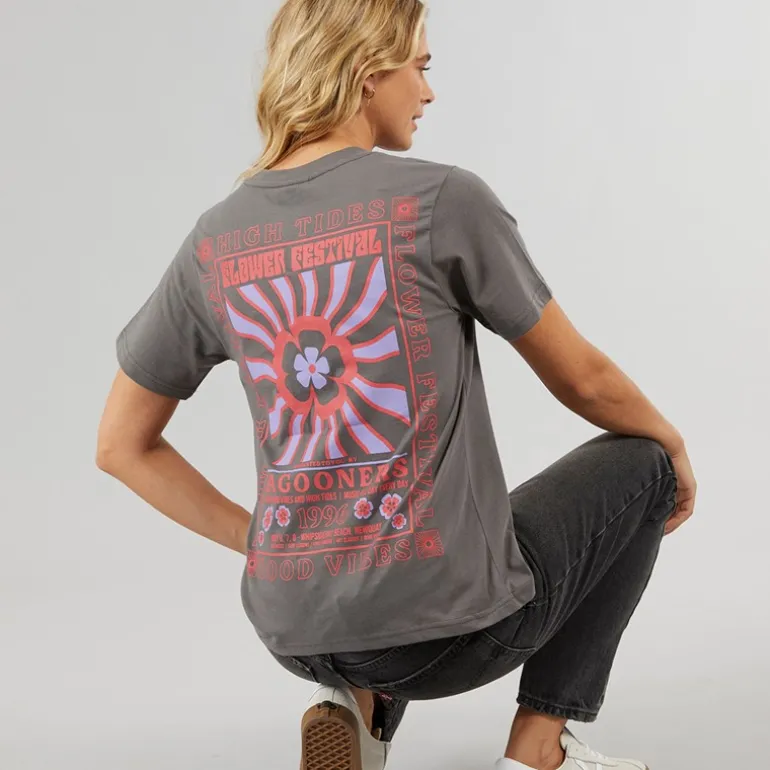 Damskie Birds T-shirty Ciemny grafit