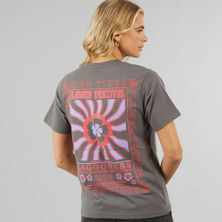 Damskie Birds T-shirty Ciemny grafit