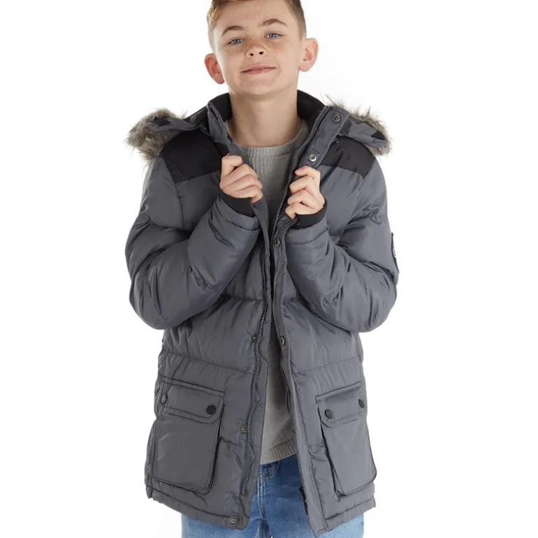 Drenge Axel Paddet Parka Stålgrå