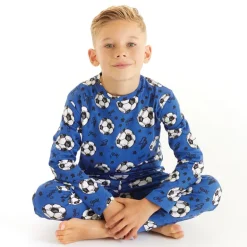 Drenge Fodbold Pyjamasæt Klassisk Blå