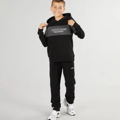 Drenge Lakewood Hættetrøje Og Joggingbukser Træningsdragt Sort/​Mørk Grå Marl Panel