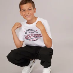 Drenge Logo T-Shirt Hvid Print/​Navy Blazer/​Ægte Rød