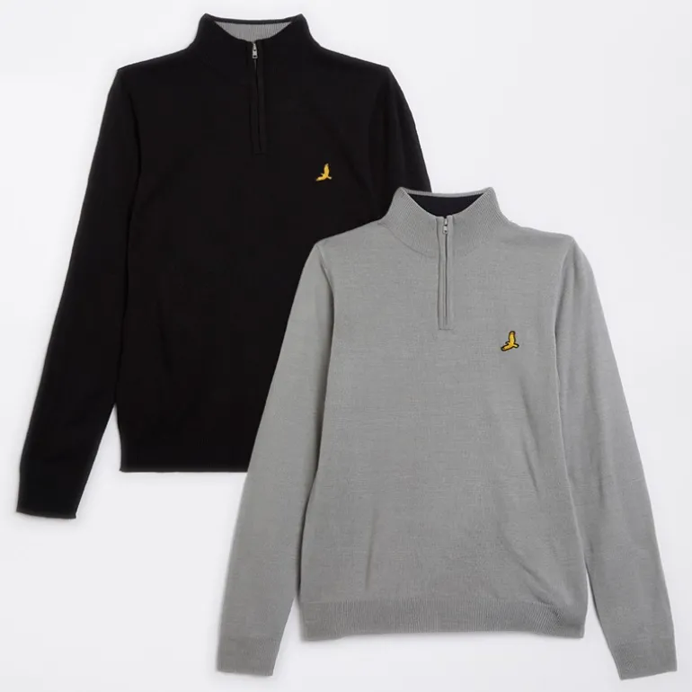 Drenge To Pak Kvart Lynlås Jumpere Sort / Sølv Grå Melering