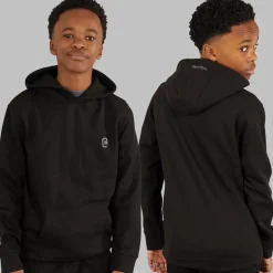 Drenge Tre Dele Hættetrøje T-shirt Og Joggingbukser Sæt Sort/​Koksgrå