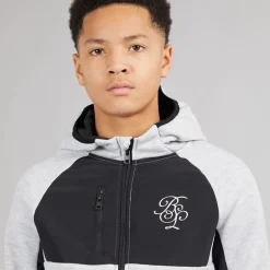 Drenge Træningsdragt med Paneler Lysegråmeleret /​ Sort