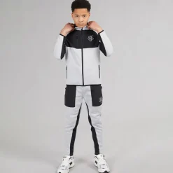 Drenge Træningsdragt med Paneler Lysegråmeleret /​ Sort