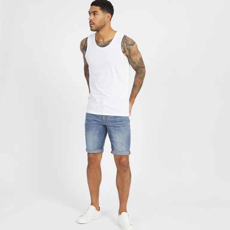 Duck And Cover Herre Zeki Jeans Shorts Stone Wash