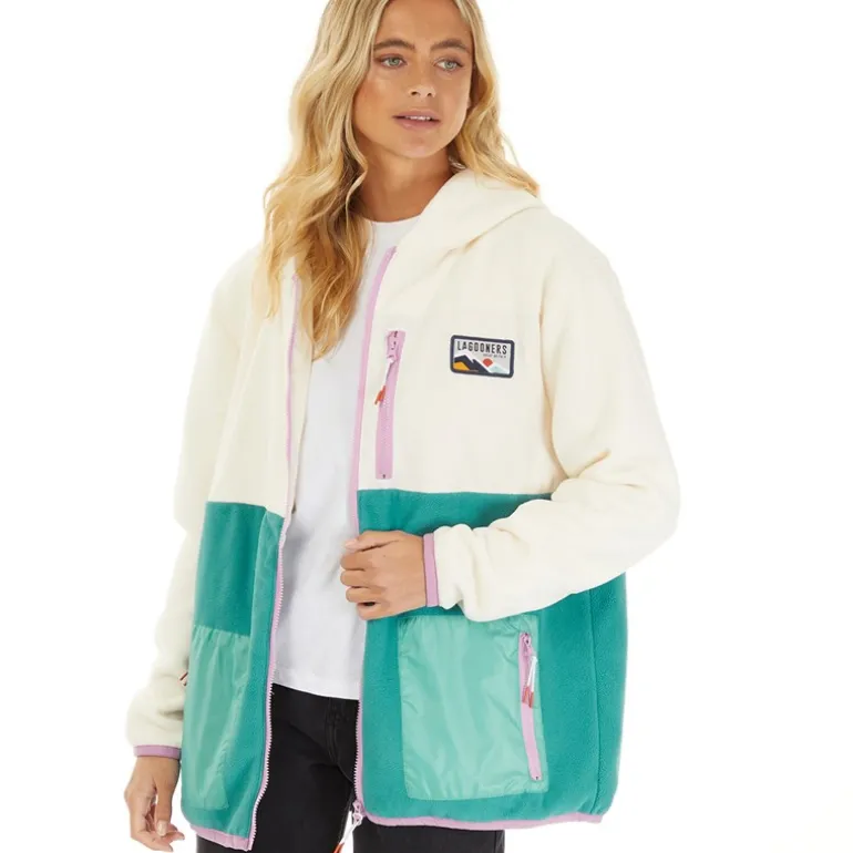 Fleece med lynlås til kvinder Ecru/Teal
