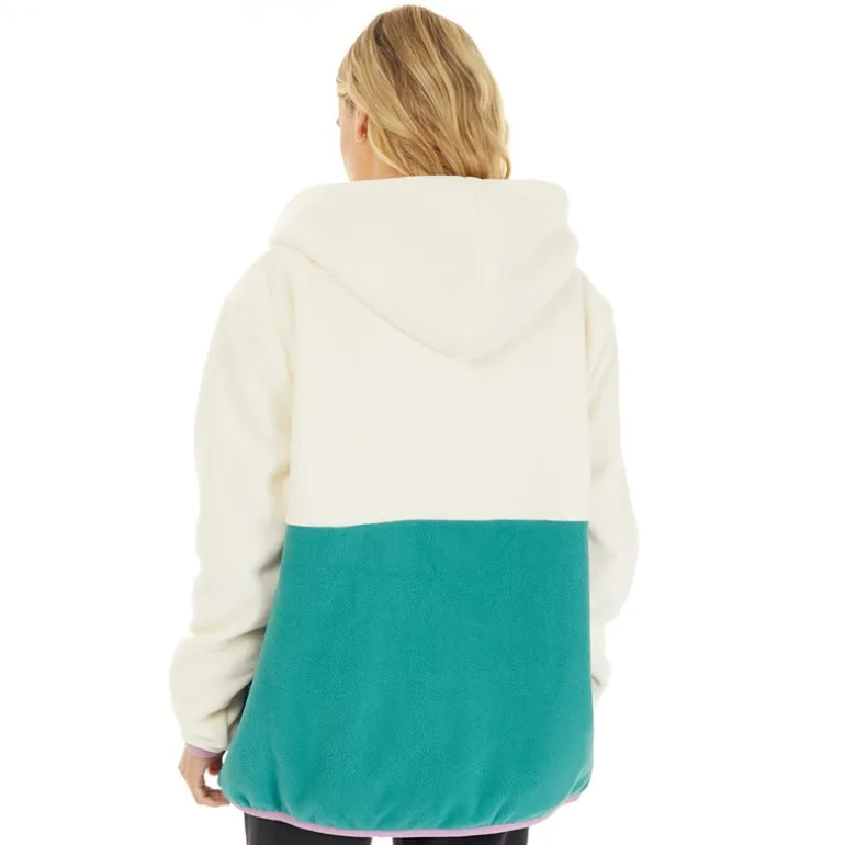 Fleece med lynlås til kvinder Ecru/Teal