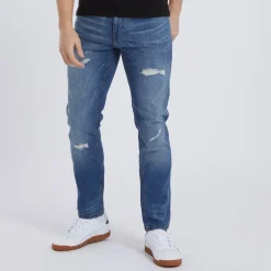 Herre Afslappede Tapede Jeans Lyseblå