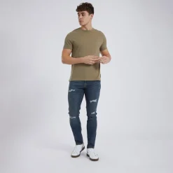 Herre Afspændte Koniske Jeans Vintage Blå