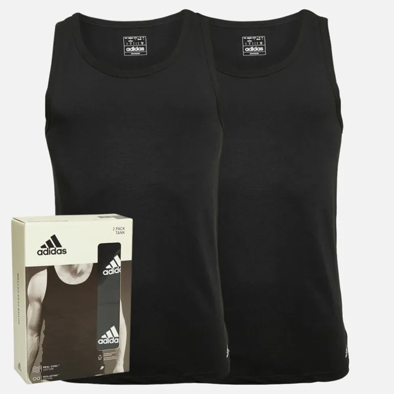 Herre Aktiv Flex Bomuld To Pak Tanktoppe Sort