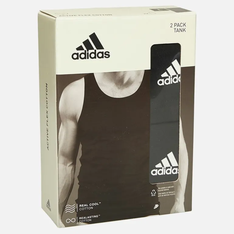 Herre Aktiv Flex Bomuld To Pak Tanktoppe Sort