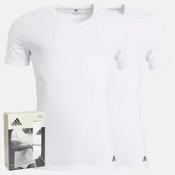 Herre Aktiv Flex Bomuld To Pak V-Hals T-Shirts Hvid