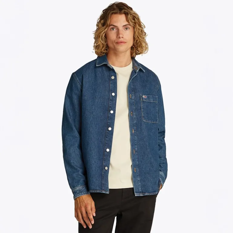 Herre Almindelig Langærmet Skjorte Denim Medium