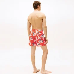 Herre Badeshorts Tropisk Blomsterprint Strålende Orange