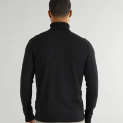 Herre Basis Strik Rullekrave Jumper Sort