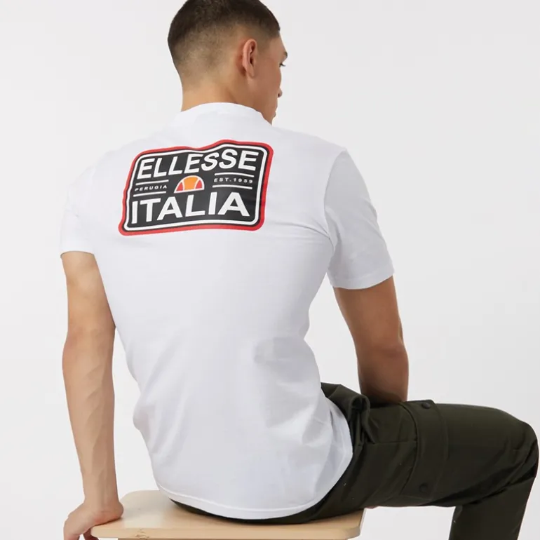 Herre Benzina Heritage Ryg Logo T-shirt Hvid