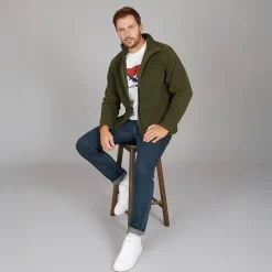 Herre Bernal Fuld Lynlås Fleece Jakke Mørk Vinstok