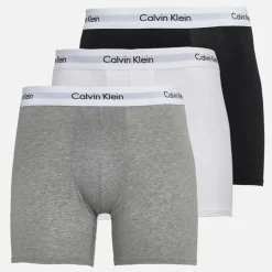 Herre bomuld stretch tre pak bokser trusser Sort/Grey Heather/Hvid