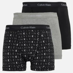 Herre Bomuld Stretch Tre Pak Boxer Trusser Sort/Grey Heather/Subdued Logo