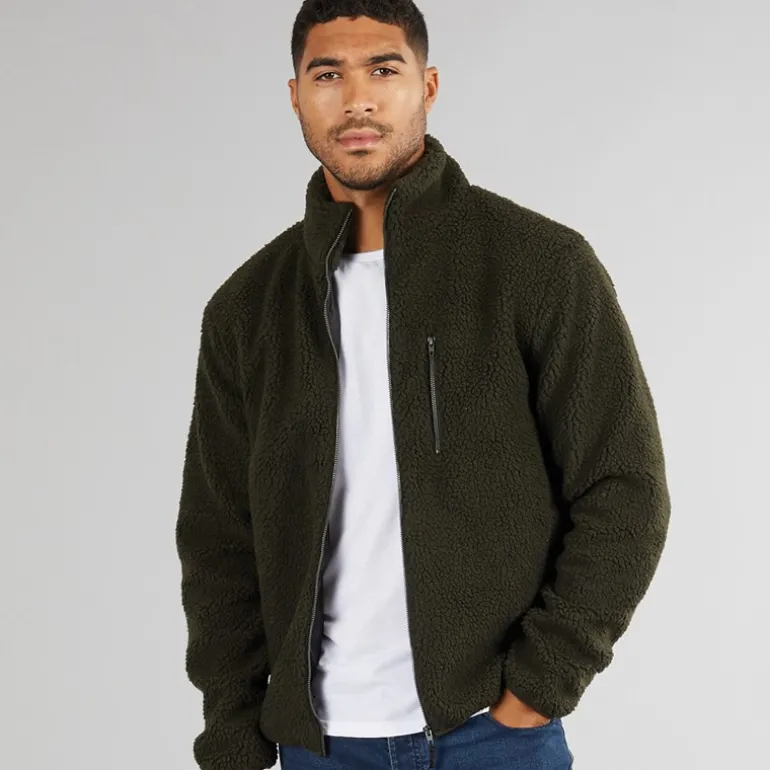 Herre Borg Fleece med tragthals Khaki