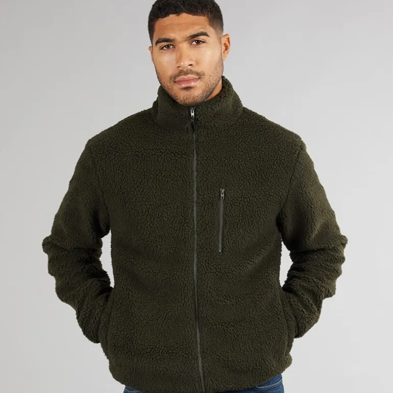 Herre Borg Fleece med tragthals Khaki