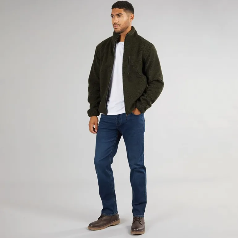 Herre Borg Fleece med tragthals Khaki