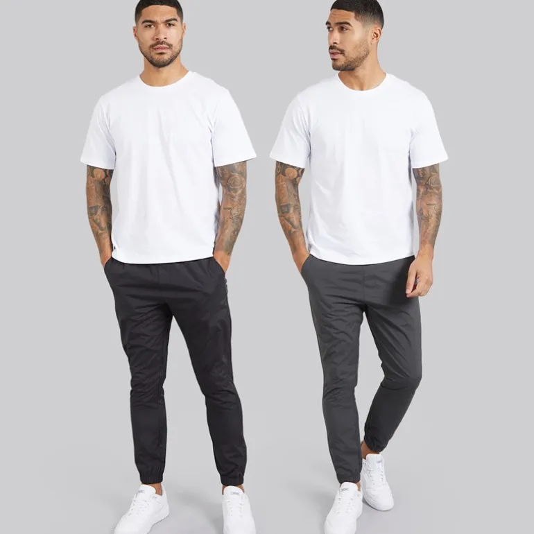 Herre Cargobukser med manchet i 2-pak sort/antracit