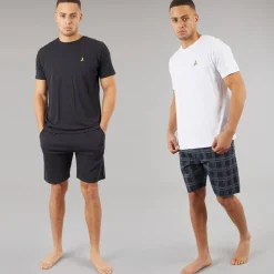 Herre Carson To Pak T-shirts Og Shorts Loungewear Sæt Navy/​Hvid