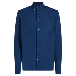 Herre Chambray Langærmet Skjorte Mørk Blå Chambray