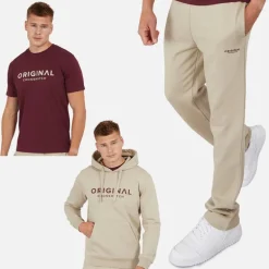 Herre Chemberry Hættetrøje T-shirt Og Joggingbukser Med Åben Kant Sæt Stone/​Burgundy