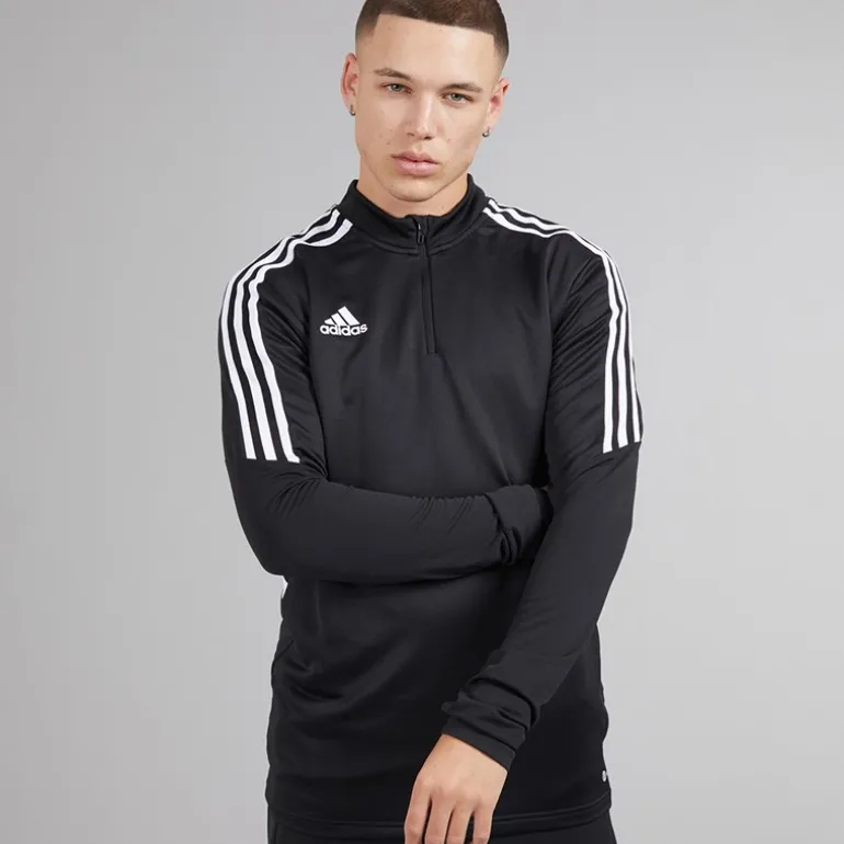 Herre Condivo 22 1/4 lynlås træningstop Sort/Hvid