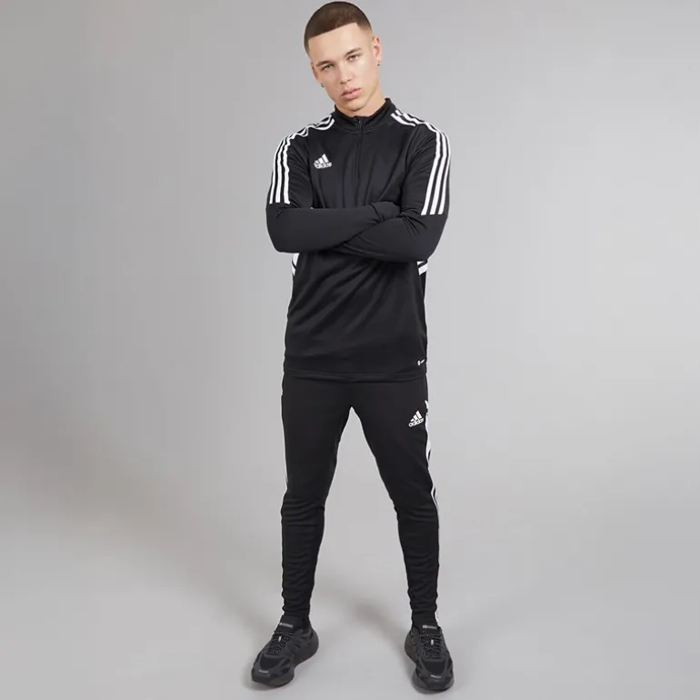 Herre Condivo 22 1/4 lynlås træningstop Sort/Hvid