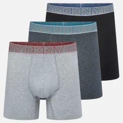 Herre Dansville Tre Pak Længere Boxer Trunks Sort/​Charcoal/​Grey Marl