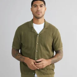 Herre Dave Strik Kortærmet Skjorte Olive Night