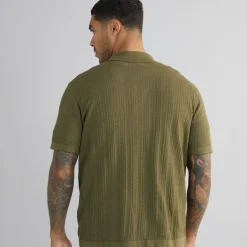 Herre Dave Strik Kortærmet Skjorte Olive Night