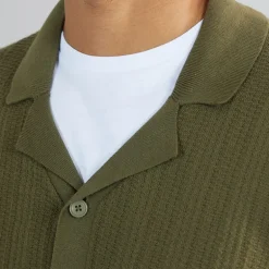 Herre Dave Strik Kortærmet Skjorte Olive Night