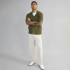 Herre Dave Strik Kortærmet Skjorte Olive Night