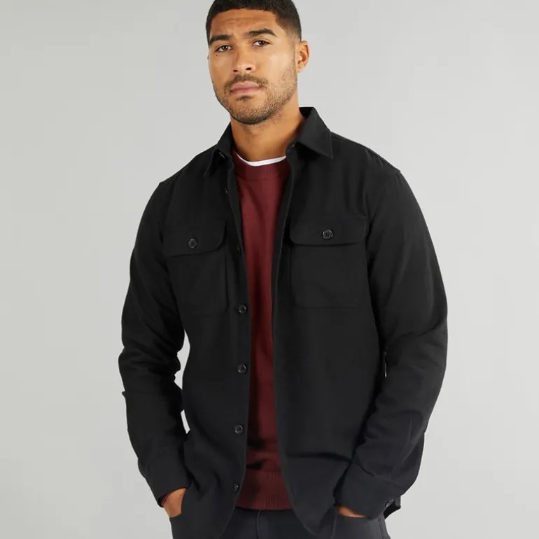 Herre Dean Ensfarvet Overskjorte Sort