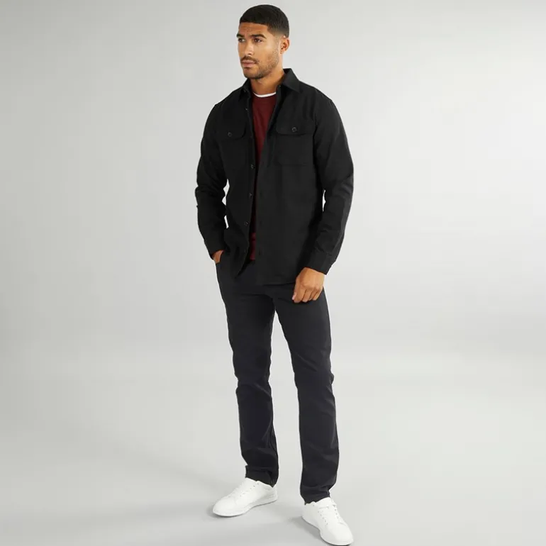 Herre Dean Ensfarvet Overskjorte Sort