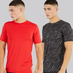 Herre Diallo Performance To Pak T Shirts Sort Print/​Rød