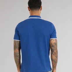 Herre dobbelt stribet polo skjorte Royal Blue